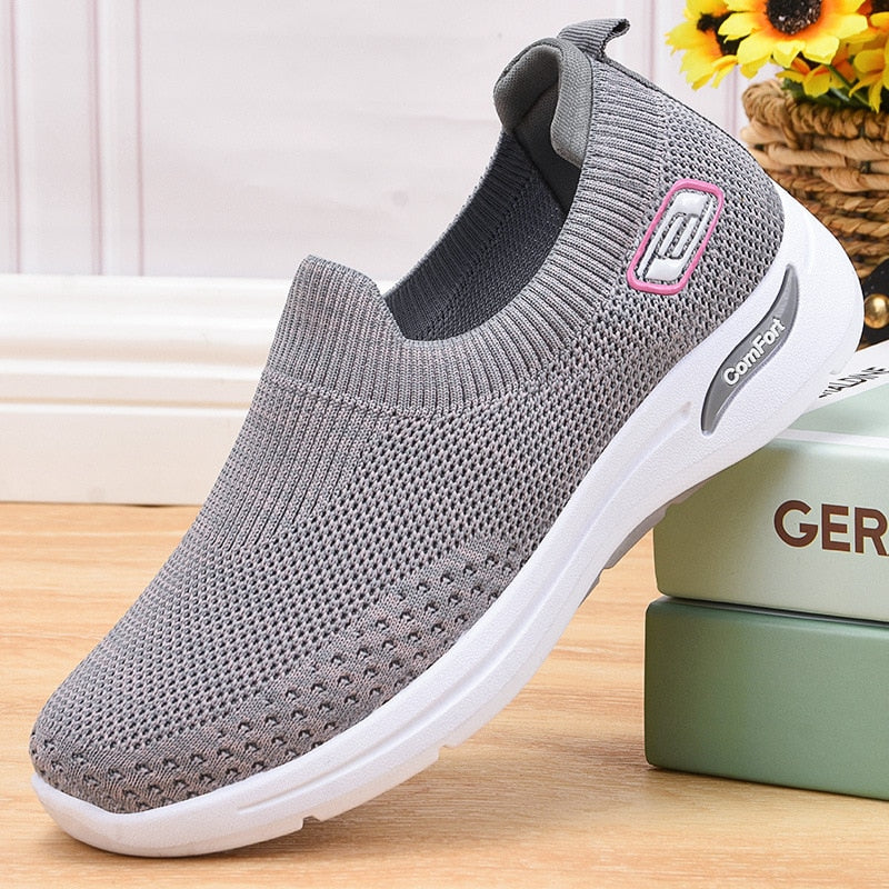 Zapatillas deportivas ligeras para mujer, zapatos planos transpirables, informales, para exteriores, para caminar, de alta calidad, a la moda