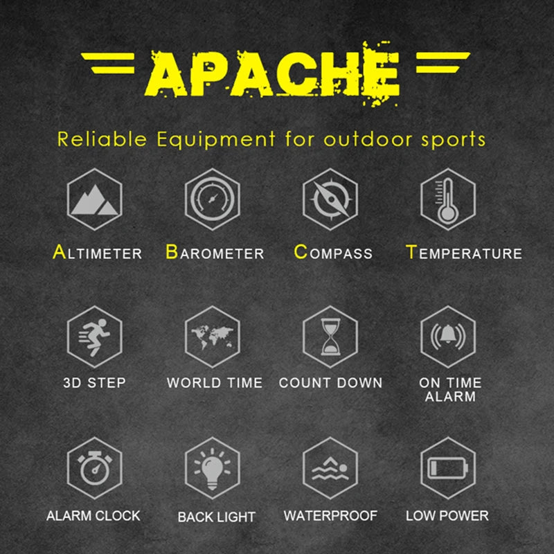 Reloj deportivo digital para hombre, tipo militar, altímetro, barómetro, brújula, waterproof