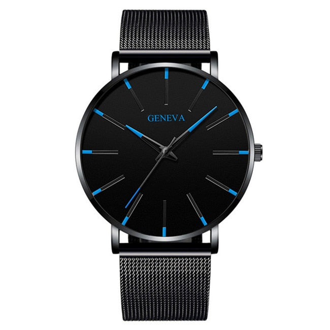 Reloj de moda minimalista, reloj de cuarzo con correa de malla de acero inoxidable