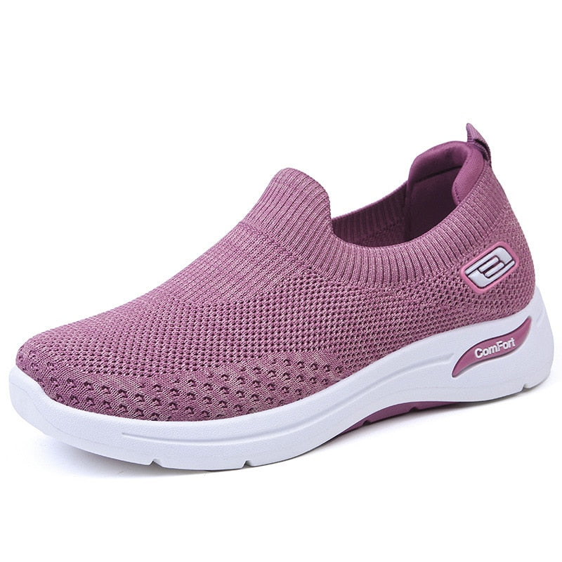 Zapatillas deportivas ligeras para mujer, zapatos planos transpirables, informales, para exteriores, para caminar, de alta calidad, a la moda