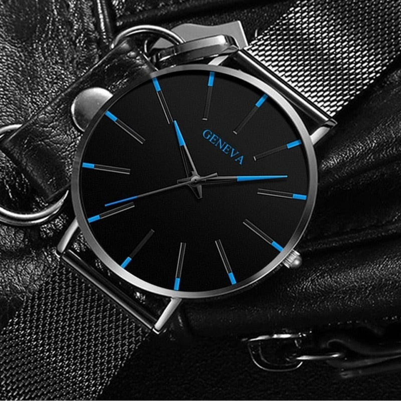 Reloj de moda minimalista, reloj de cuarzo con correa de malla de acero inoxidable