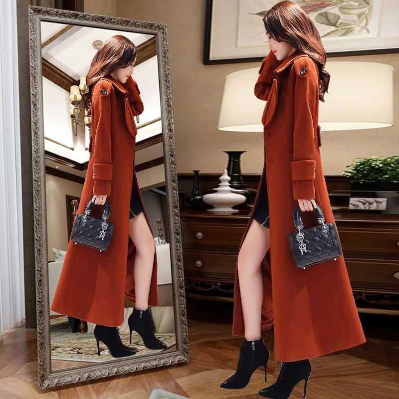 Abrigo largo de lana para mujer, estilo ejecutivo, alto diseño