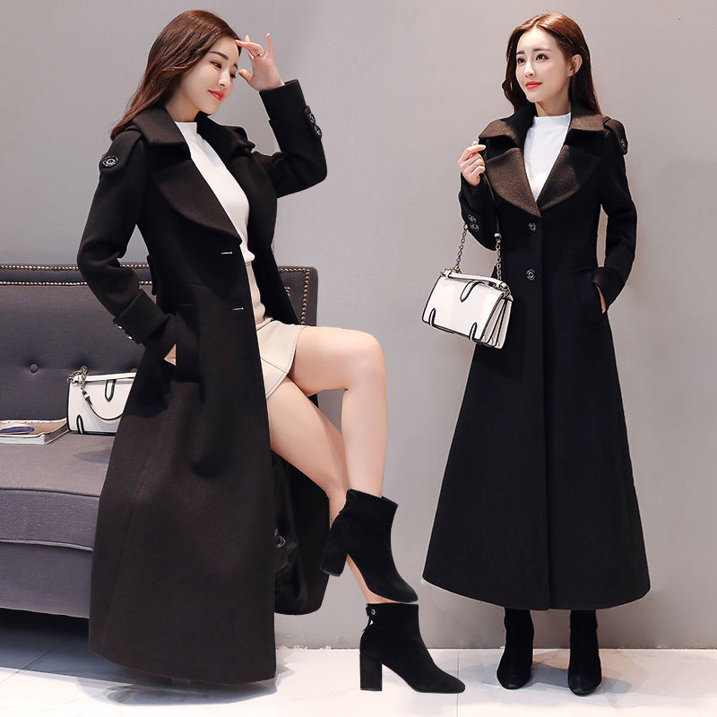 Abrigo largo de lana para mujer, estilo ejecutivo, alto diseño