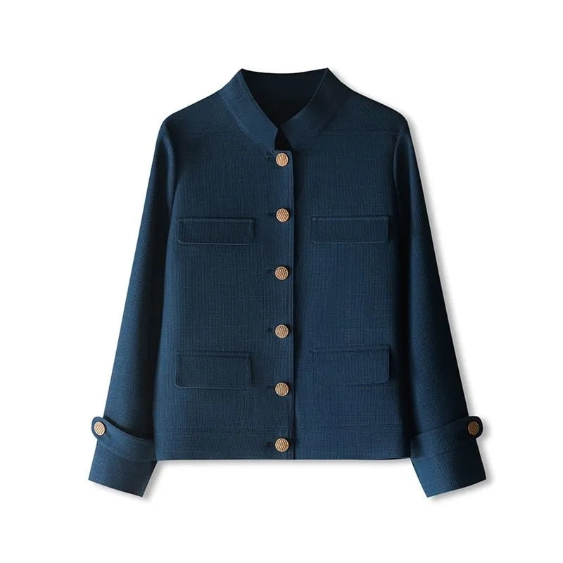 Abrigo de cuello alto para mujer, otoño invierno, tops cortos estilo vaquero