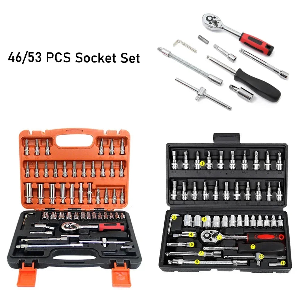 Kit de herramienta de 46/53 llaves, hexagonales metricas y pulgadas