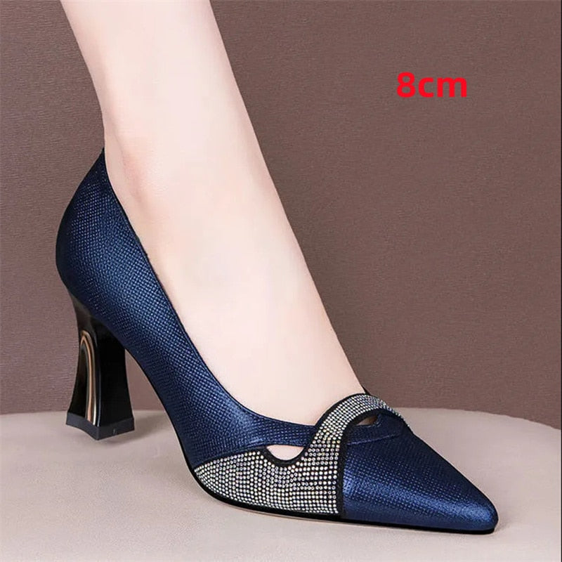 Zapatos De tacón Alto con cristales brillantes para mujer, calzado De primavera y verano, cómodo y elegante