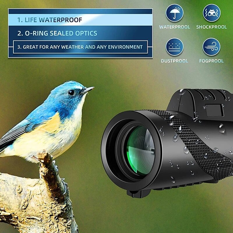 Telescopio portátil con zoom HD de 5000m, plegable, larga distancia, potente para caza, deportes, acampara al aire libre, viajes.