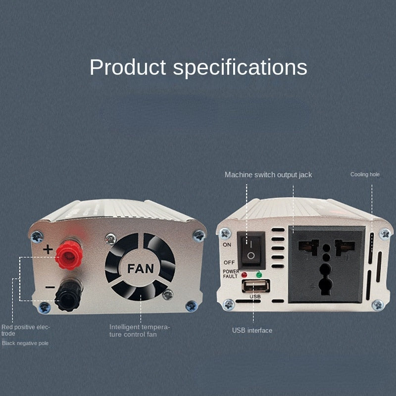 Inversor de corriente para automovil, 12V, 220V, 500W, 1000W, 1500W, 2000W,