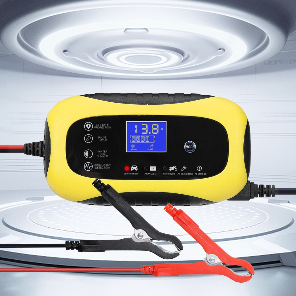 Arrancador/cargador de batería portatil, para automovil, motocicleta, fuente de alimentación automática con pantalla LCD, 12V, 6A, vehículos todo terreno, vehículos recreativos