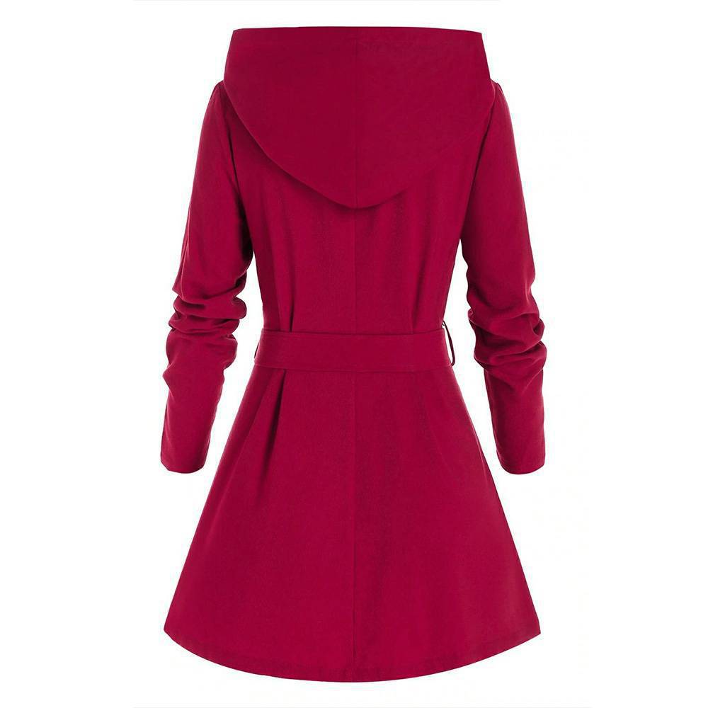Abrigo largo con estampado gótico de manga larga, otoño invierno,con capucha