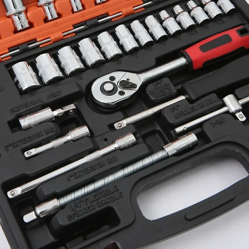 Kit de herramienta de 46/53 llaves, hexagonales metricas y pulgadas