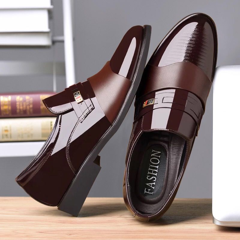 Zapatos de vestir formales sin cordones para hombre, calzado Oxford de cuero de alta calidad, mocasines de negocios a la moda