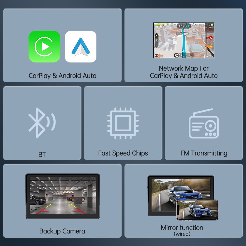 Reproductor de Video de Radio de coche Universal inalámbrico, 7 pulgadas, Apple CarPlay, Android, pantalla táctil, adecuado para BMW, Volkswagen, KIA
