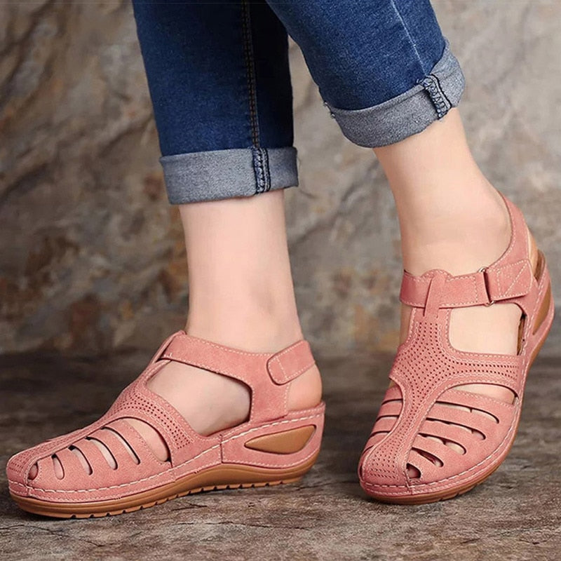 Sandalias de estilo bohemio para Mujer, zapatos de verano con tacones de Gladiador, elegantes con cuñas