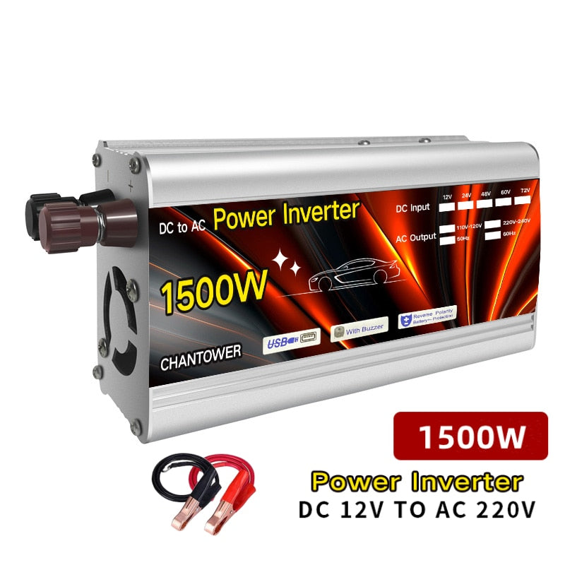 Inversor de corriente para automovil, 12V, 220V, 500W, 1000W, 1500W, 2000W,