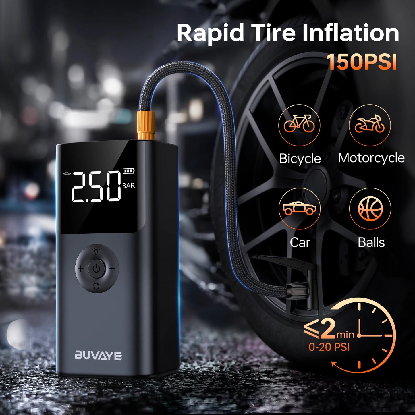 Arrancador de batería portátil 12V, compresor de aire 150 PSI, para automóviles a gasolina o diesel, uso rudo.