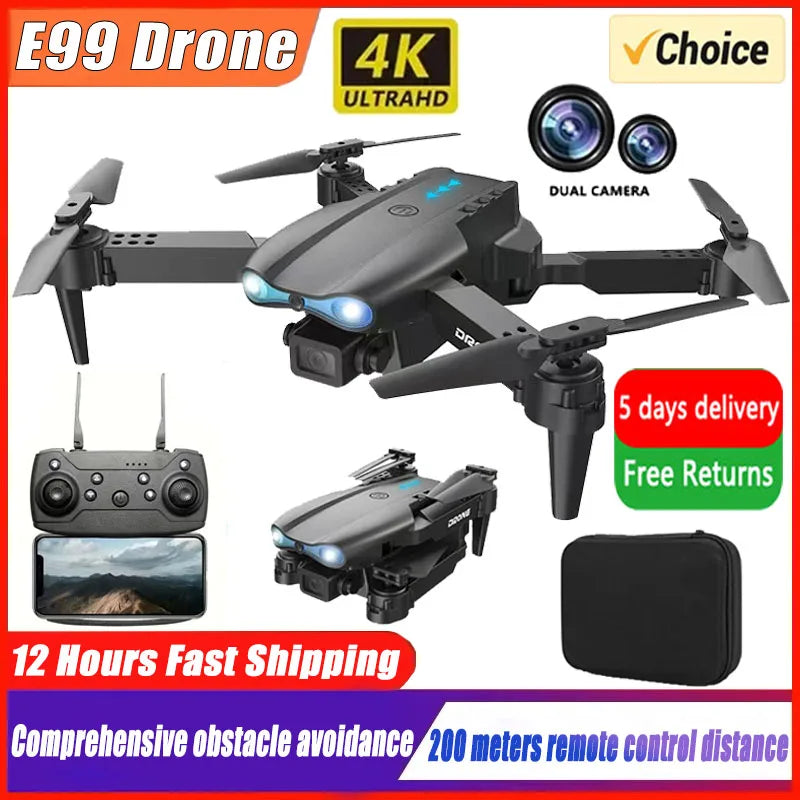 Drone Quadcopter Control Remoto E99 Pro, fotografía HD6K, con fijación de altitud y UAV