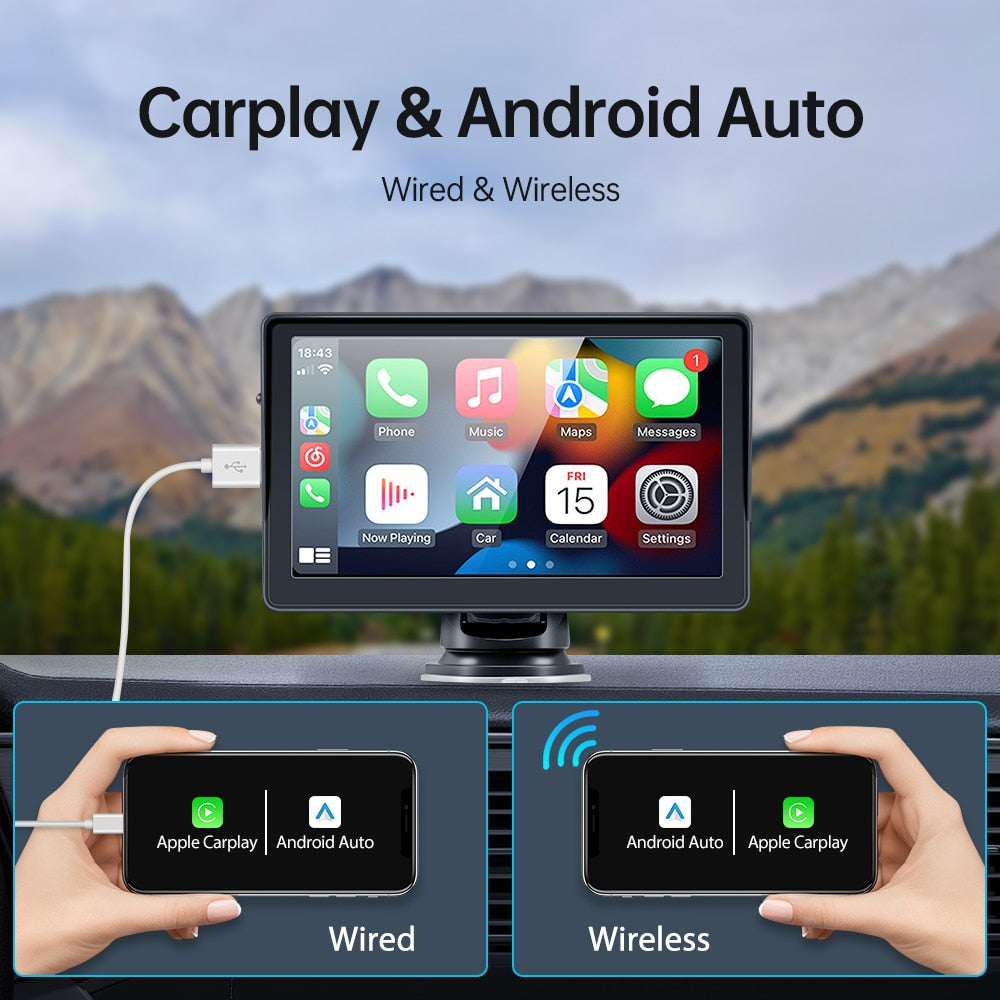 Reproductor de Video de Radio de coche Universal inalámbrico, 7 pulgadas, Apple CarPlay, Android, pantalla táctil, adecuado para BMW, Volkswagen, KIA