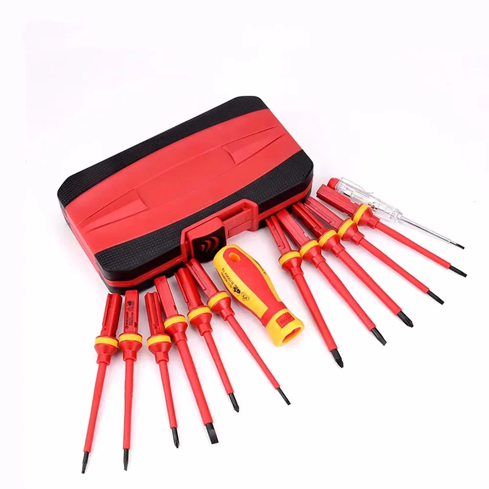 Kit de herramientas para electricista, 13 piezas, destornilladores aislados intercambiables con puntas ranuradas magnéticas 1000V