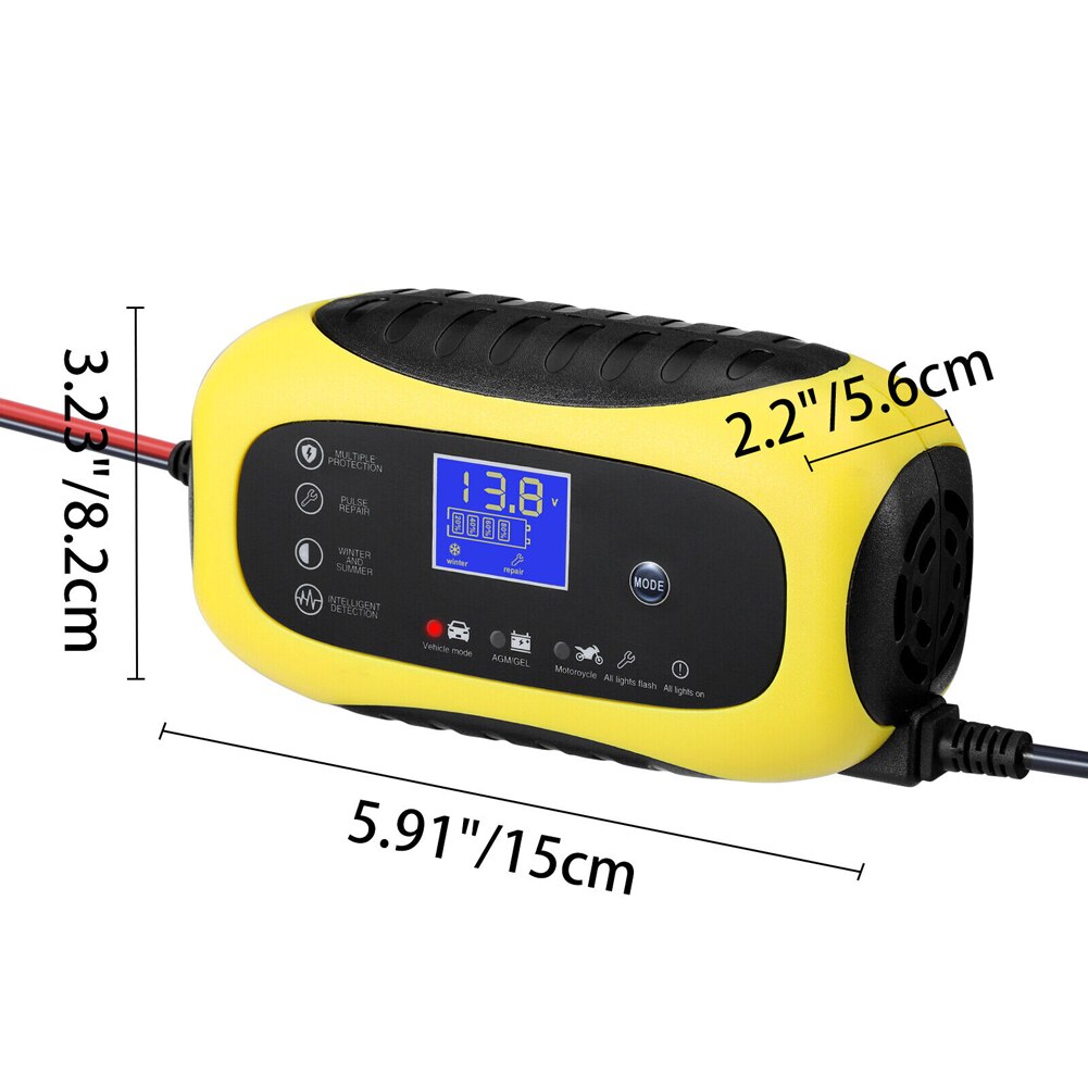 Arrancador/cargador de batería portatil, para automovil, motocicleta, fuente de alimentación automática con pantalla LCD, 12V, 6A, vehículos todo terreno, vehículos recreativos