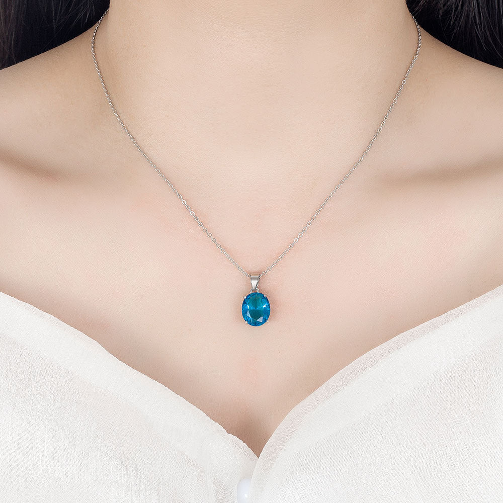 Conjuntos de joyas de plata de ley 925 para mujer, anillo de circón Elipse, collar, pendientes, accesorios de lujo