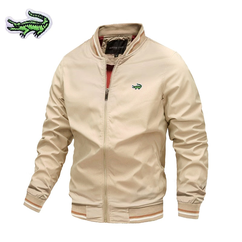 Chaqueta informal de negocios para hombre, abrigo deportivo con cuello alto y cremallera, bordado CARTELO, alta calidad, Otoño e Invierno