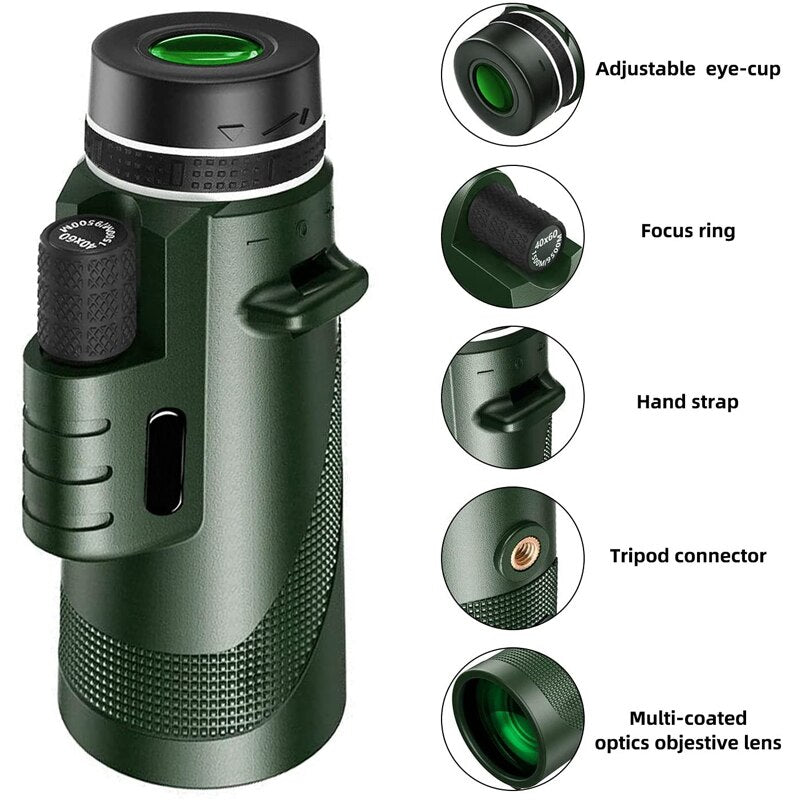 Telescopio portátil con zoom HD de 5000m, plegable, larga distancia, potente para caza, deportes, acampara al aire libre, viajes.