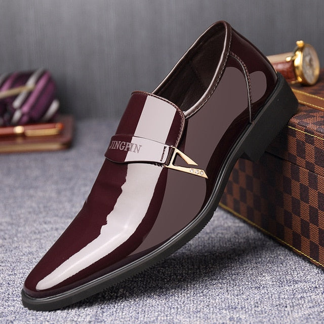 Zapatos de vestir formales sin cordones para hombre, calzado Oxford de cuero de alta calidad, mocasines de negocios a la moda