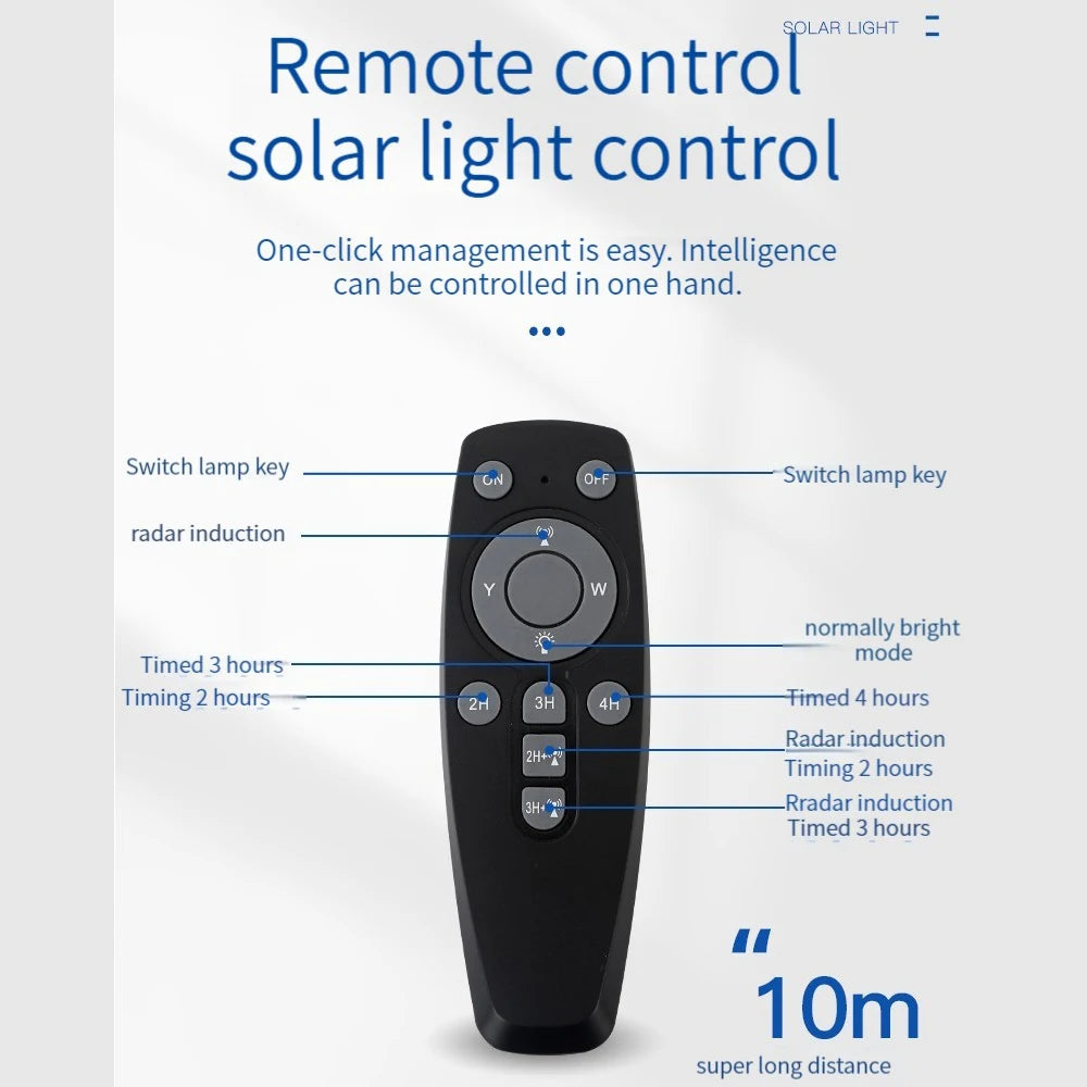 Foco Solar para exteriores, impermeable 6500K, con sensor de movimiento y control de remoto, para estacionamientos y patios.