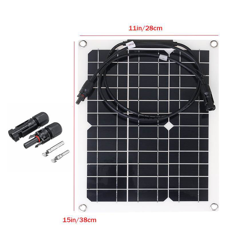 Panel solar flexible de 20W a 300W, cargador de bateria de 12V, doble USB con controlador de 10A a 100A, para celulares, automoviles, lamparas, etc.