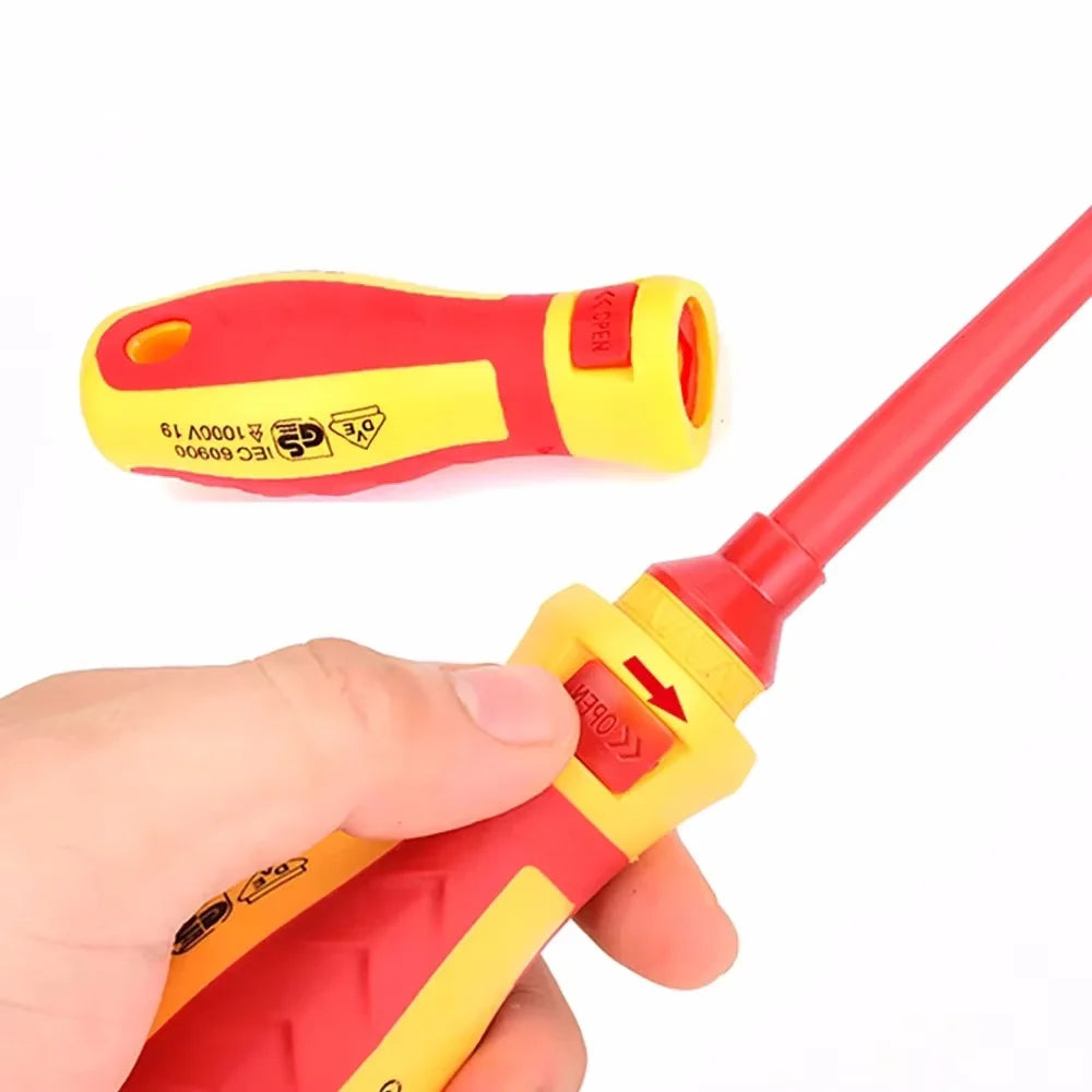 Kit de herramientas para electricista, 13 piezas, destornilladores aislados intercambiables con puntas ranuradas magnéticas 1000V