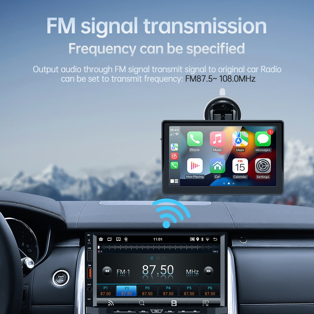 Reproductor de Video de Radio de coche Universal inalámbrico, 7 pulgadas, Apple CarPlay, Android, pantalla táctil, adecuado para BMW, Volkswagen, KIA