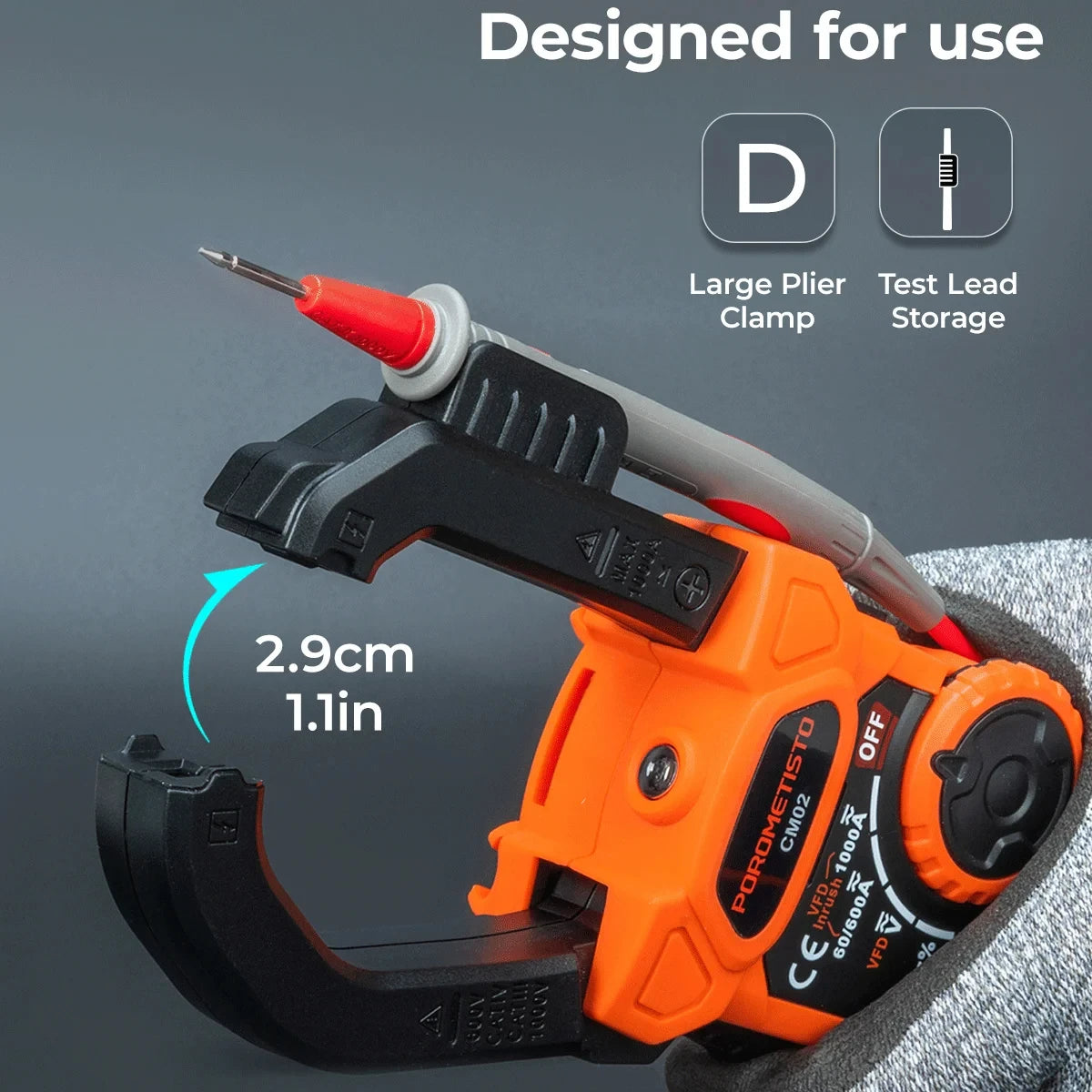 Pinza Amperimétrica digital CMO2 Pro, 1000A, 1000V CA, CC, alicates, amperímetro, voltímetro VFD, REL, comprobador de condensadores y OHMs