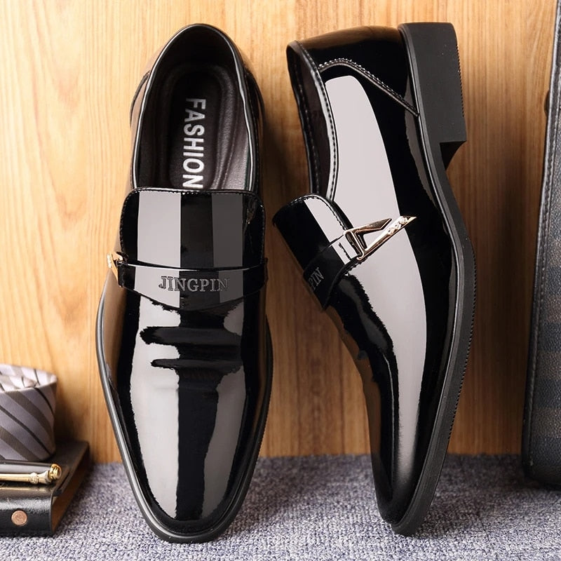Zapatos de vestir formales sin cordones para hombre, calzado Oxford de cuero de alta calidad, mocasines de negocios a la moda