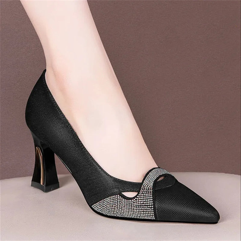 Zapatos De tacón Alto con cristales brillantes para mujer, calzado De primavera y verano, cómodo y elegante