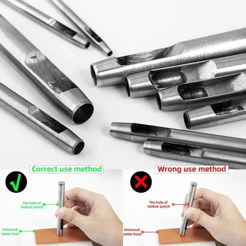 Juego de 6 pzas herramienta de perforación para cuero, cortadores redondos afilados para correas de reloj, cinturón, todo en cuero.