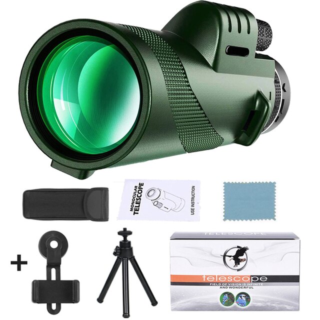 Telescopio portátil con zoom HD de 5000m, plegable, larga distancia, potente para caza, deportes, acampara al aire libre, viajes.