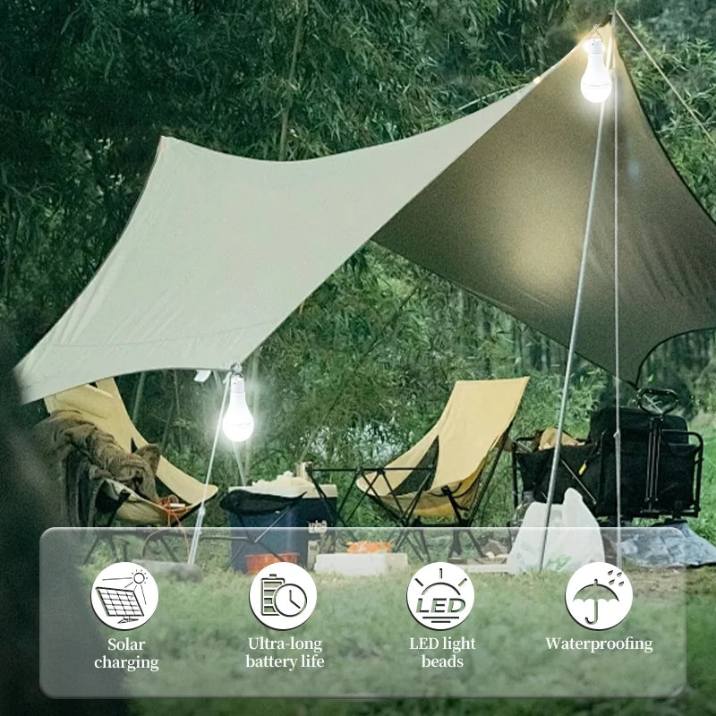 Lámpara solar colgante, impermeable, camping, luz de emergencia, carga via USB
