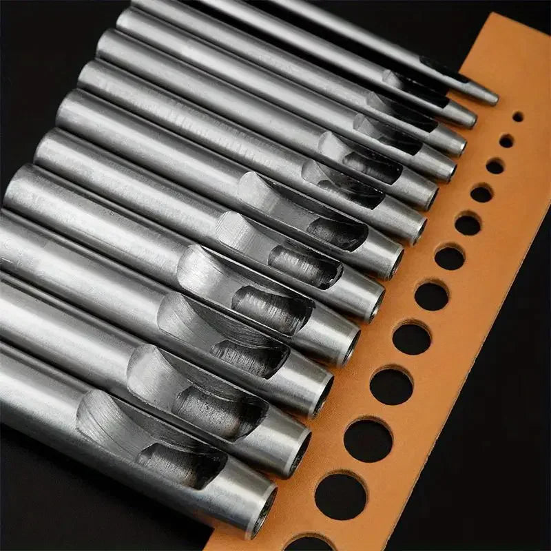 Juego de 6 pzas herramienta de perforación para cuero, cortadores redondos afilados para correas de reloj, cinturón, todo en cuero.
