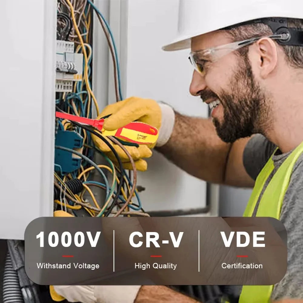 Kit de herramientas para electricista, 13 piezas, destornilladores aislados intercambiables con puntas ranuradas magnéticas 1000V