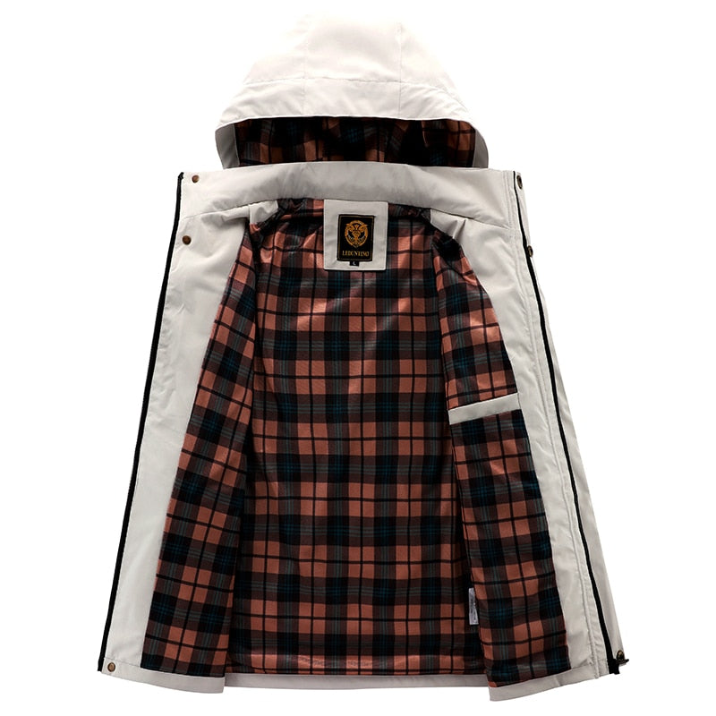 Chaqueta con capucha para hombre, cortavientos informal a la moda, impermeable al aire libre, abrigo de invierno, chaquetas cálidas ultraligeras