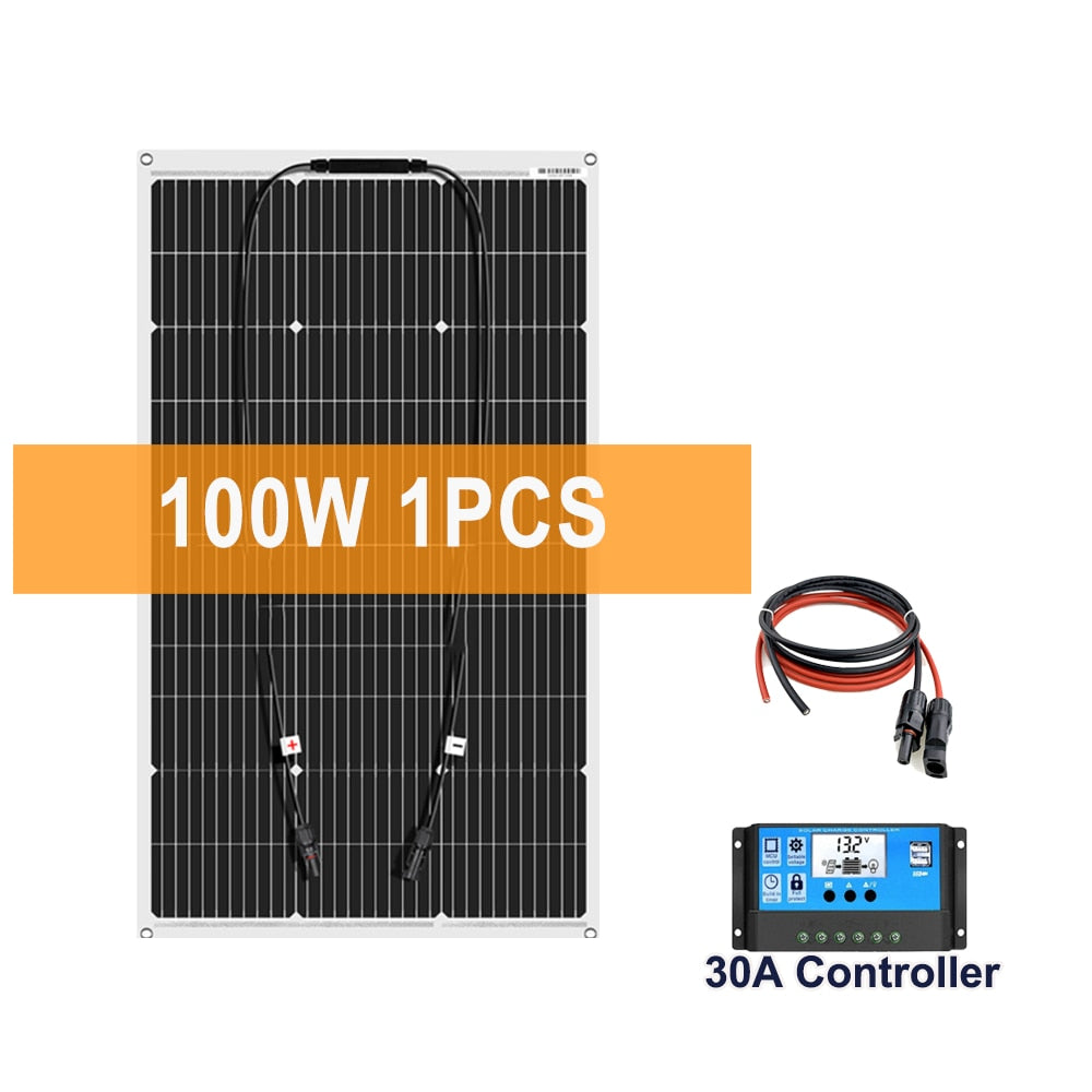 Sistema de generador de energía de Panel Solar de 2000W para el hogar, Kit de inversor de 220V, controlador de batería de 30A, Cargador USB de batería de 12v 100Ah Lifepo4