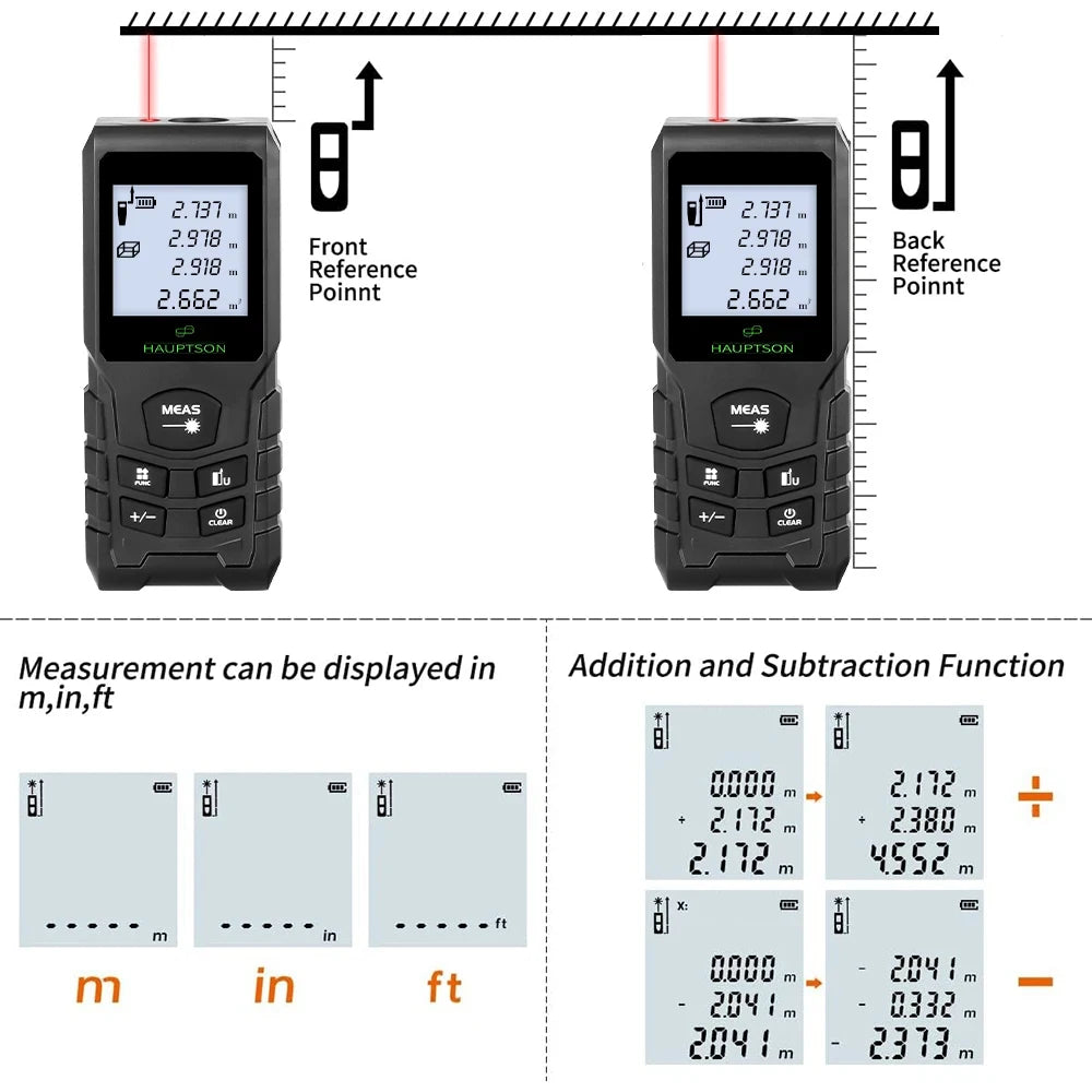 Telemetro laser, HAUPTSON 70/100 M, medidor de distancia