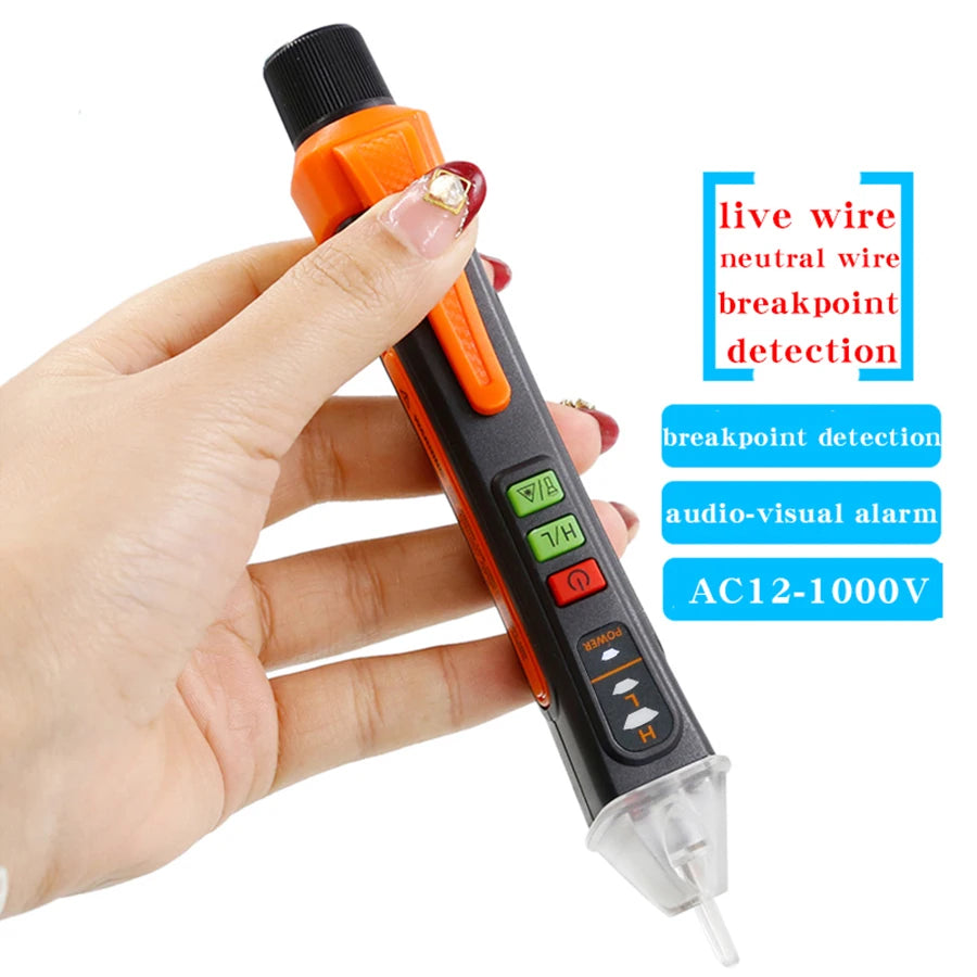 Probador de inducción de alto voltaje tipo bolígrafo, detector de cable vivo/neutro, herramienta eléctrica