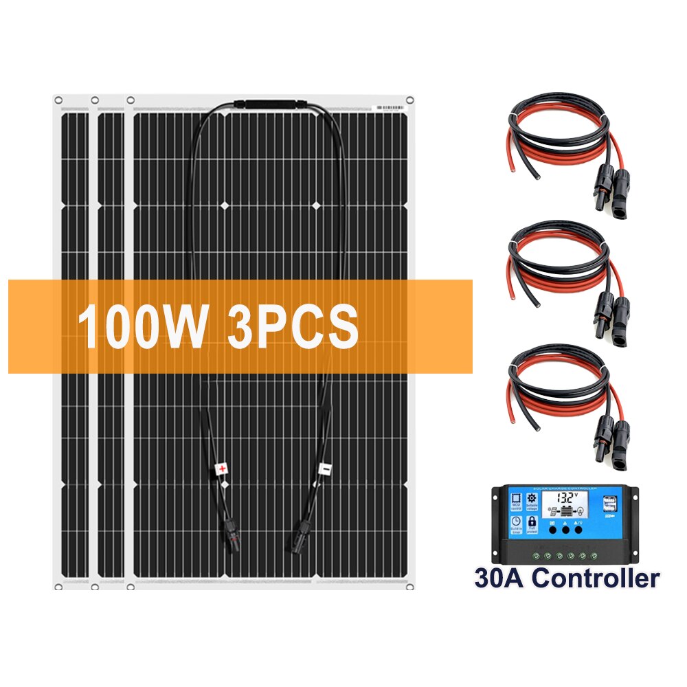 Sistema de generador de energía de Panel Solar de 2000W para el hogar, Kit de inversor de 220V, controlador de batería de 30A, Cargador USB de batería de 12v 100Ah Lifepo4