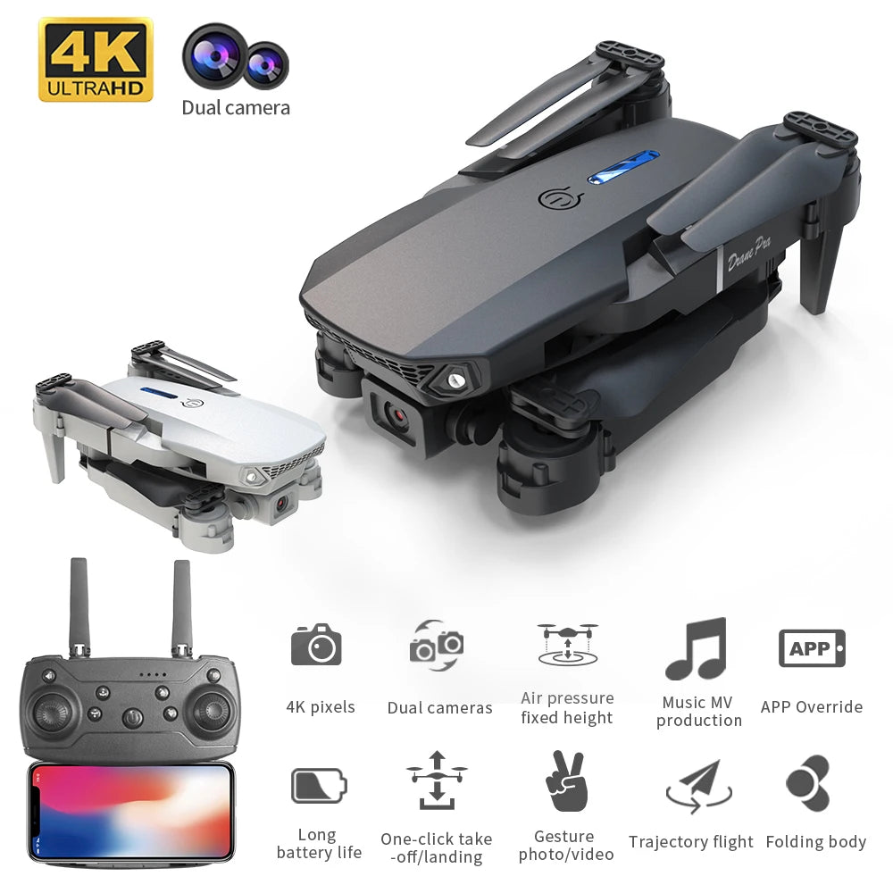 Drone 4k Profesional HD Dual-Camera, gran angular, control remoto
