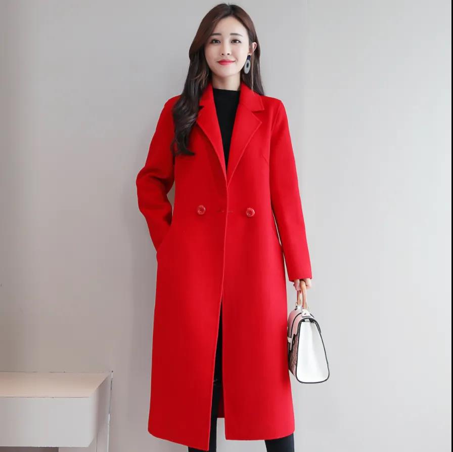 Abrigo de lana moda otoño e invierno para mujer, largo, holgado, elegante.
