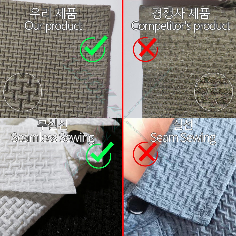 Polo de manga corta para hombre, camiseta transpirable de seda de hielo, ropa de marca, moda de negocios, Lop-up, novedad de verano