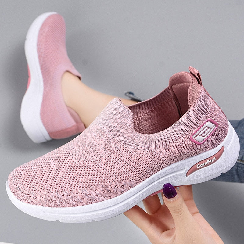 Zapatillas deportivas ligeras para mujer, zapatos planos transpirables, informales, para exteriores, para caminar, de alta calidad, a la moda