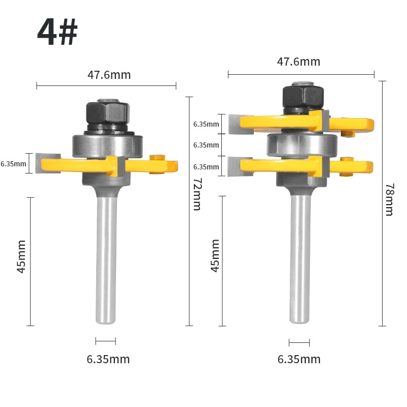Fresa para carpintería, 2 piezas, 47MM, enrutador de montaje 1-7/8 T & G, para Molino de madera